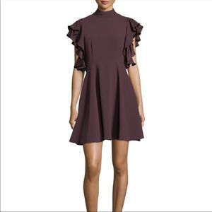 Cinq a sept Reina mock neck ruffled dress